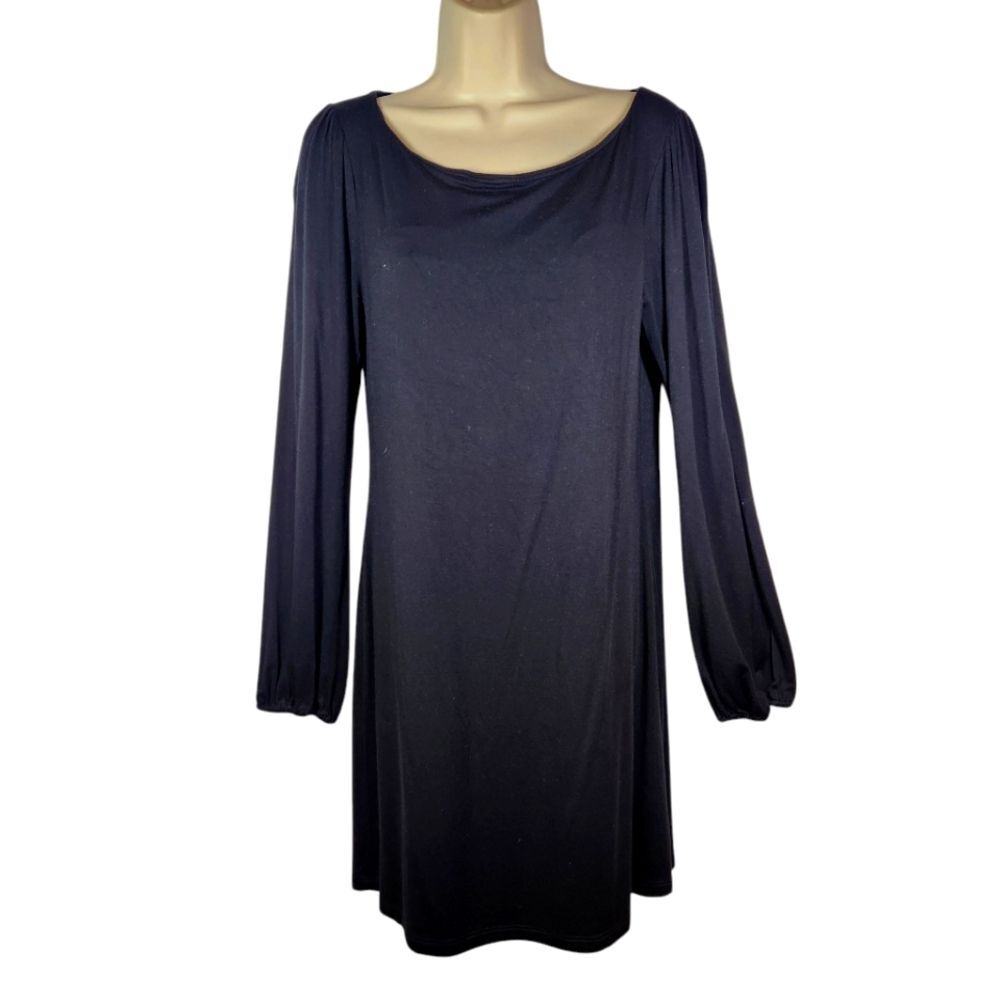 Tart Dress Sheath Short Long Peasant Sleeve Flowy Lightweight Black Classic M